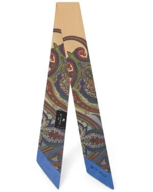 Etro Paisley-Print Silk Scarf - White