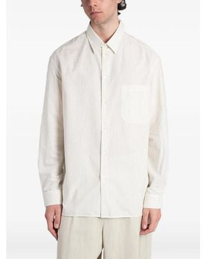 Maison Kitsuné Striped Oversized Cotton Shirt - White