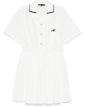 Maje Robe-Chemise À Manches Courtes - Blanc