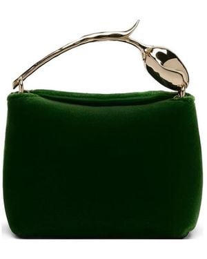 Erdem Flower-Handle Velvet Clutch Bag - Green