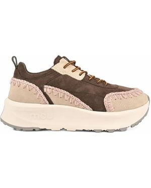 Mou Eskimo Crochet-Trim Trainers - Natural