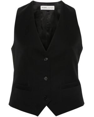 MODES GARMENTS Wool Gabardine Gilet - Black