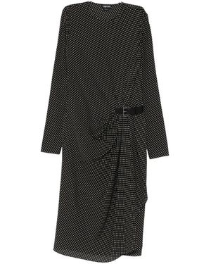 Tom Ford Polka-dot Belted Midi Dress - Black
