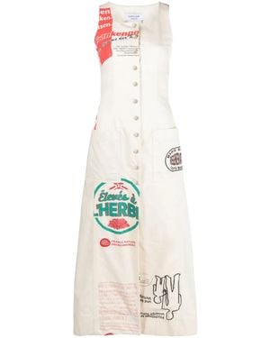 Marine Serre Regenerated Tote Bags Apron Midi Dress - White