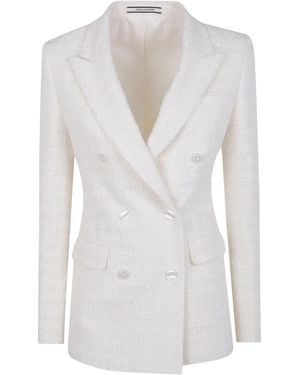 Tagliatore Tweed Double-Breasted Jacket - White