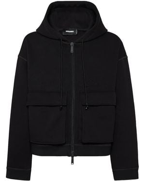 DSquared² Felpa Icon Con Zip E Cappuccio - Nero