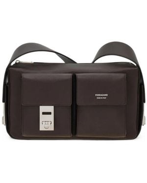 Ferragamo Gancini-Clasp Messenger Bag - Black