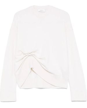Laneus Asymmetrical Crew-Neck Sweater - White