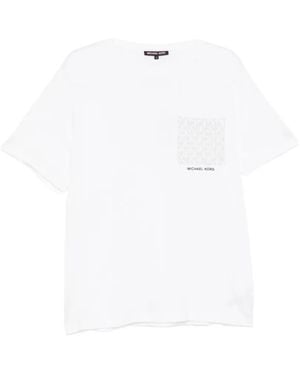 Michael Kors Logo Monogram Pocket T-Shirt - White