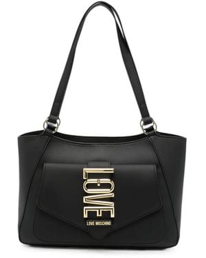 Love Moschino Logo-Plaque Shoulder Bag - Black