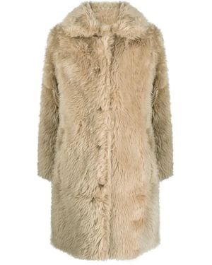 Yves Salomon Spread-Collar Faux-Fur Coat - Natural