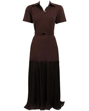 ROWEN ROSE Robe-Polo Longue À Design Plissé - Brown