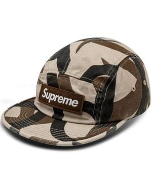 Supreme Military-Print Camp Cap - Brown