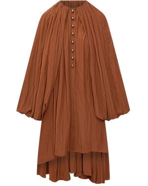 Lanvin Cotton Pleated Dress - Brown