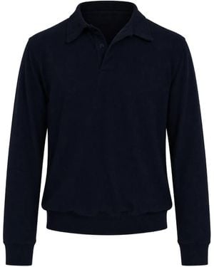 Les Tien Piqué Long-Sleeved Polo Shirt - Blue