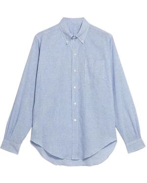 Fortela King Micro-Check Chest-Pocket Shirt - Blue