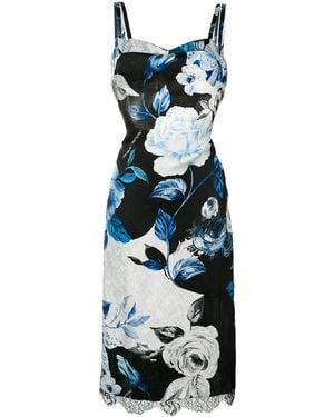 Off-White c/o Virgil Abloh Rose Print Midi Dress - Blue