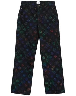 CASABLANCA Logo-Pattern Jeans - Blue