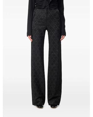 Alberta Ferretti Jacquard-Pattern Straight-Leg Pants - Black