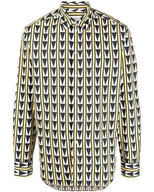 Lanvin Black, White And Light Yellow Cotton Shirt