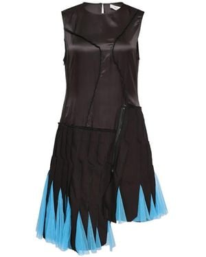 Caroline Hu Asymmetric Tulle-Trim Dress - Blue