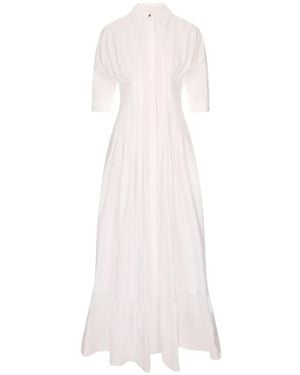 Max Mara Pleated Tiered-Skirt Maxi Dress - White