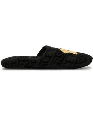 Versace Frottee-Pantoffeln Mit Medusa - Schwarz
