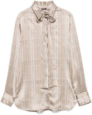 Kiton Silk Geometric-Pattern Shirt - Natural