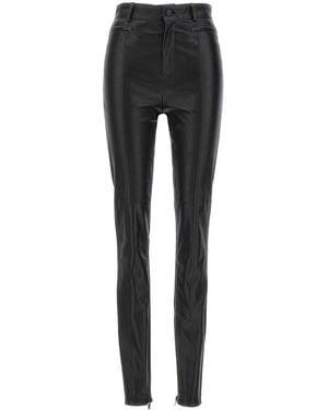 David Koma Leather-Panel Leggings - Black