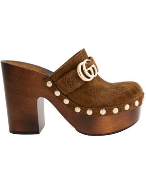 Gucci Gg Marmont Suède Klompen - Bruin