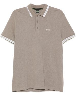 BOSS Logo-Embroidered Polo Shirt - Gray