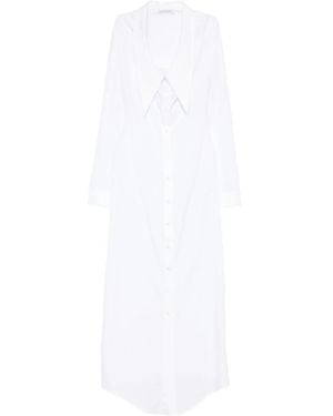 Viktor & Rolf Dragged Neckline Shirt Dress - White