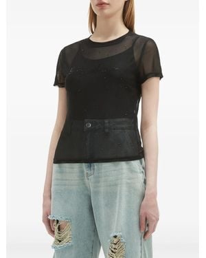 B+ AB Rhinestone-Embellished T-Shirt - Black