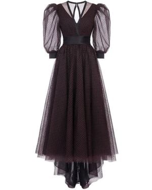 Gatti Nolli by Marwan Polka-Dot Gown Dress - Black