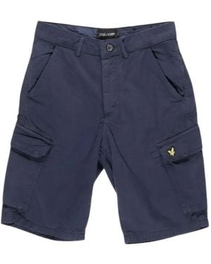 Lyle & Scott Button-Fastening Cargo Shorts - Blue