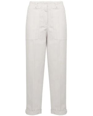 Peserico Belt-Loop Turn-Up Trousers - White
