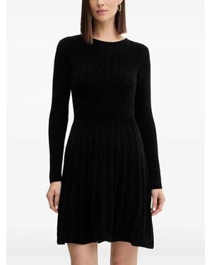 Guess Robe Courte Évasée À Manches Longues - Black