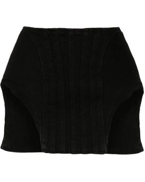 Mugler Padded Denim Mini Skirt - Black