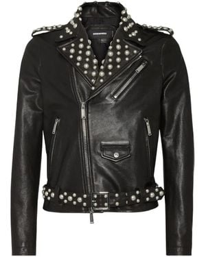 DSquared² Jacke Mit Nieten Und Perlen - Schwarz