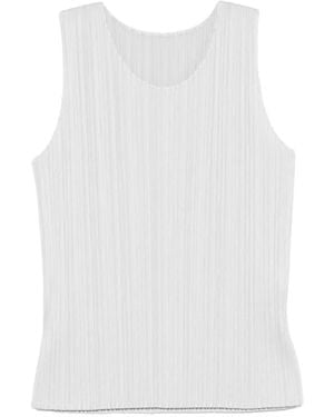Pleats Please Issey Miyake Pleated Sleeveless Top - White