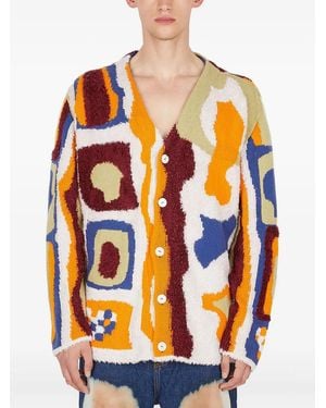 The Elder Statesman Abstract-pattern cardigan - Orange