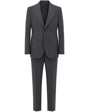Franzese Collection Pinstripe-Pattern Single-Breasted Suit - Black