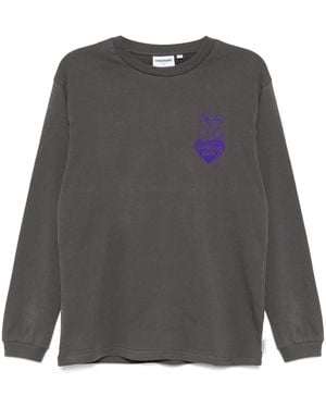 Chocoolate Rabbit Graphic Long-Sleeved T-Shirt - Grey