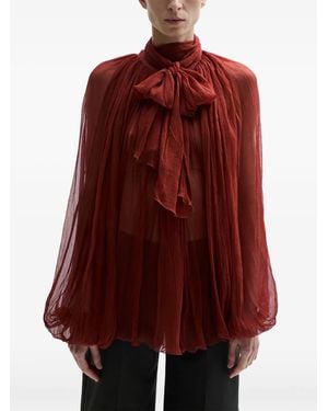 Atu Body Couture Bow Pleated Blouse - Red