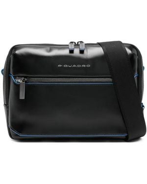 Piquadro Schultertasche Mit Logo-Schild - Schwarz