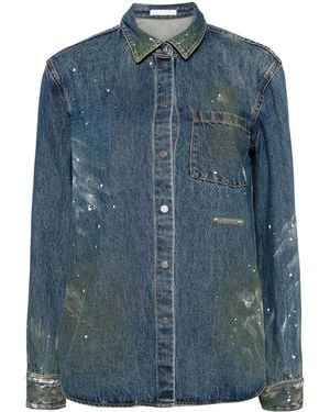 Helmut Lang Jeanshemd Mit Farbklecksen - Blau