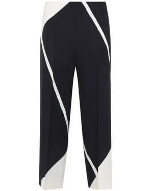 Alberta Ferretti Colour-Block Twill Trousers - Blue