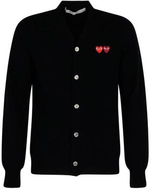 COMME DES GARÇONS PLAY Heart-Patch Wool Cardigan - Black