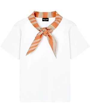 Giorgio Armani Scarf-Detail T-Shirt - White