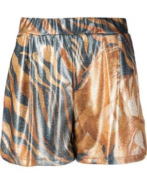 Alberta Ferretti Metallic Swirl Print Shorts - Blue